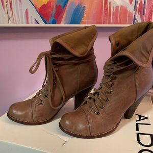 Aldo lace up tan bootie